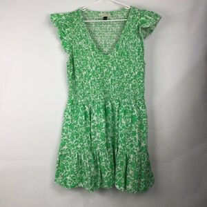 Universal Thread smocked linen mini dress womens‎ size XL green and white floral